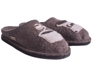 Boiled wool slippers, designed in Germany, for men and women, coffee design, supportive, non slip bottom, European sizes, brown