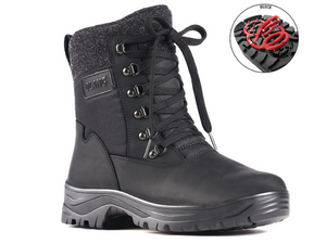 This leather and nylon waterproof  boot  has laces and a side zip for easy on and off.  