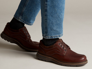 A person wearing these shoes and how well they go with jeans.